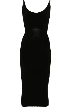 MUGLER Mouwloze gebreide midi