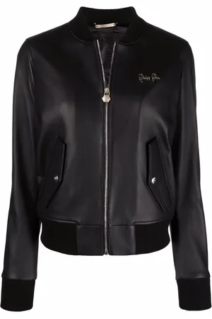 Philipp Plein Leren bomberjack