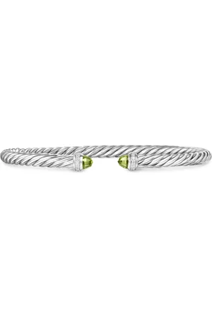 David Yurman Sterling Cablespira armband met peridot en diamant