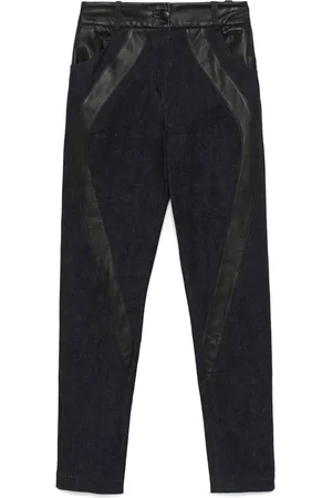 MITILIANE COUTURE Jeans met leren vlakken