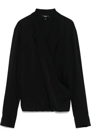 THEORY Gewikkelde blouse met puntige revers