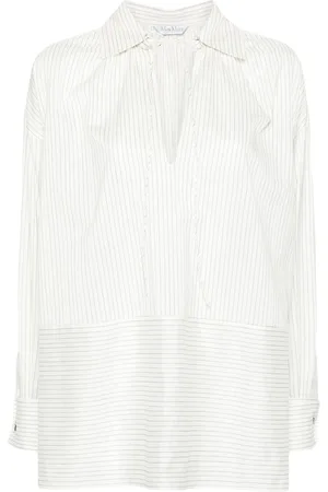 Max Mara Blouse met krijtstreep en gespreide kraag