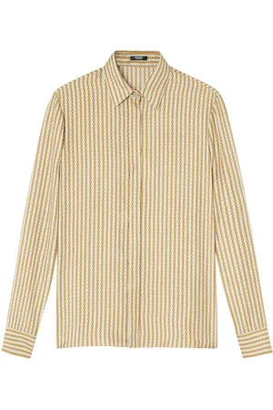 VERSACE Pinstripe Chain zijden blouse
