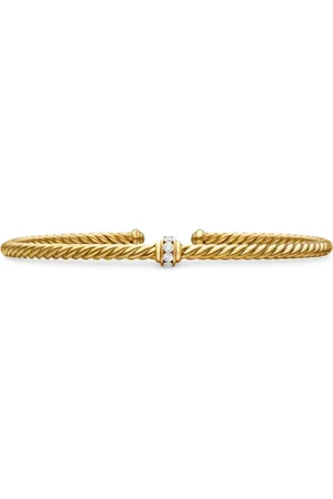 David Yurman 18kt geelgouden Classic Cablespira Station armband met diamant (3 mm)