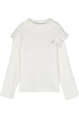 MONNALISA Geribbeld shirt met monogram van stras
