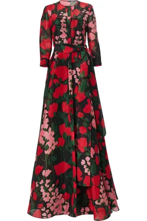 Carolina Herrera Kraagloze avondjurk met bloemenprint