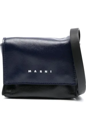 Marni Leren crossbodytas met logoprint