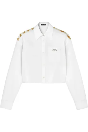 VERSACE Chain Stripes cropped blouse