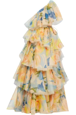 LEO LIN Paloma asymmetrische avondjurk met bloemenprint