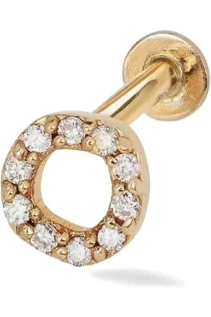Lark & Berry 14kt geelgouden Open Halo oorbel met diamant
