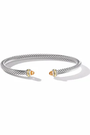 David Yurman 14kt geelgouden en sterling zilveren Cable Classics armband (4mm)