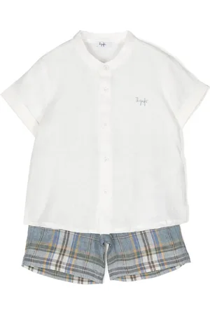Il gufo Geruite linnen shorts