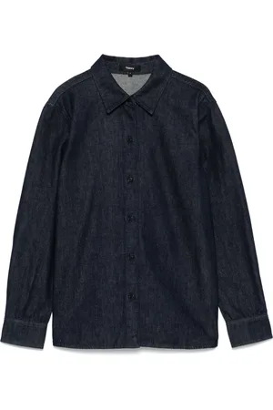 THEORY Gedrapeerde denim blouse