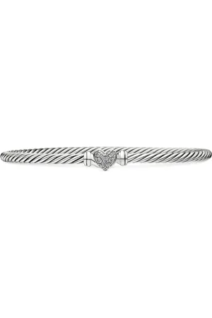 David Yurman Sterling zilveren Cable Collectibles Heart pavé armband (3mm)
