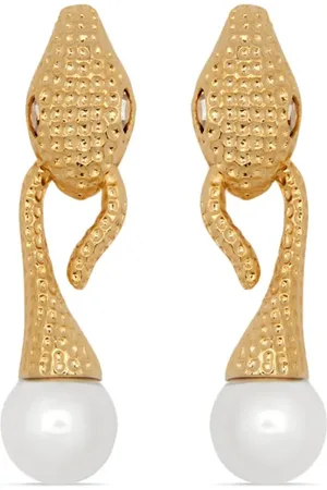 Oscar de la Renta Snake Pearl oorclips