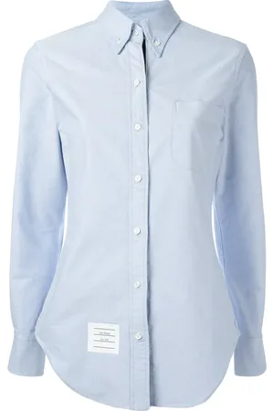 Thom Browne Long Sleeve Shirt Grosgrain Placket In Blue Oxford