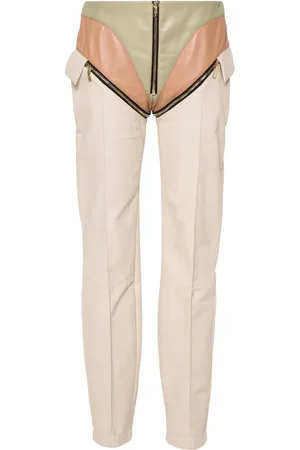 MITILIANE COUTURE Broek met leren vlakken en rits