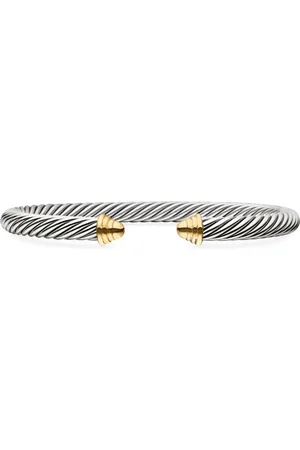 David Yurman 14kt geelgouden en sterling zilveren Cable Classics armband (5mm)