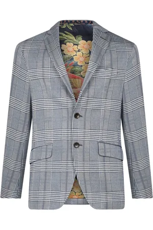 Etro Blazer met tartan ruit en enkele rij knopen
