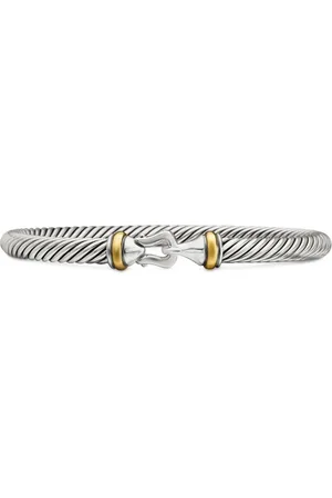 David Yurman 18kt geelgouden en sterling zilveren Buckle Classic Cable armband (5mm)