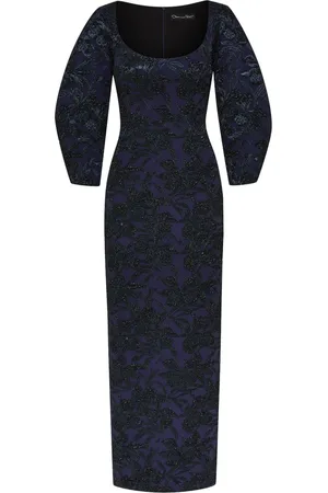 Oscar de la Renta Avondjurk met metallic orchidee jacquard