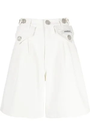 KIMHEKIM High waist denim shorts met logopatch