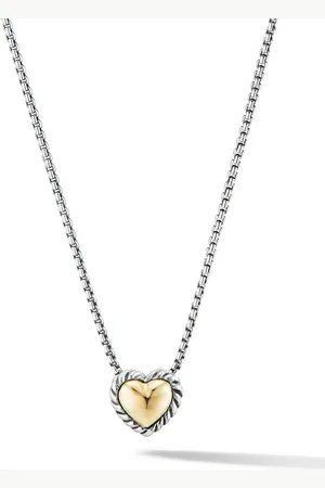 David Yurman 18kt geelgouden en sterling zilveren Cable Collectibles Cookie Classic Heart halsketting (8.5mm)
