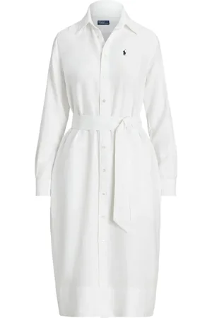 Ralph Lauren Linnen blousejurk met geborduurd logo