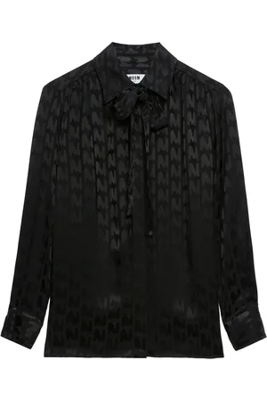 Msgm Blouse met logoprint en gestrikte hals