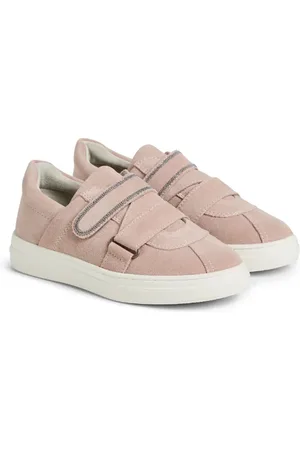 Brunello Cucinelli Suède sneakers met dubbele band en monili afwerking