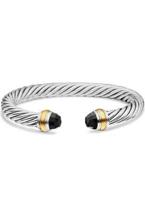 David Yurman 14kt geelgouden en sterling zilveren Cable Classics armband (7mm)
