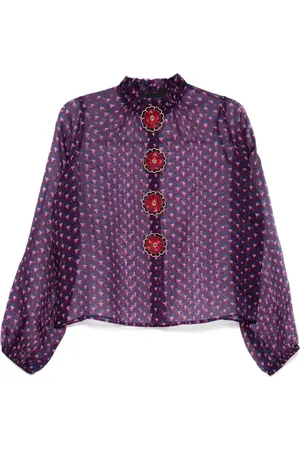Cynthia Rowley Zijden blouse met bloemenknopen