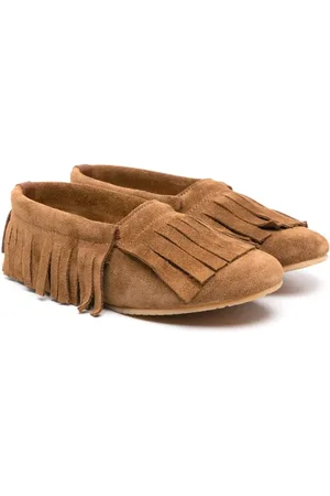 Eli1957 Suède mocassins met franje