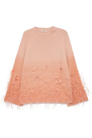 Elie saab Gebreide trui verfraaid met veren
