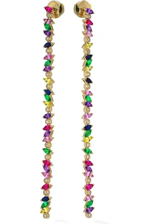 Lark & Berry 14kt gouden Veto oorbellen met diamant en saffier