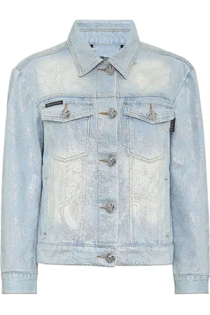 Philipp Plein Spijkerjack met teddybeer applicatie