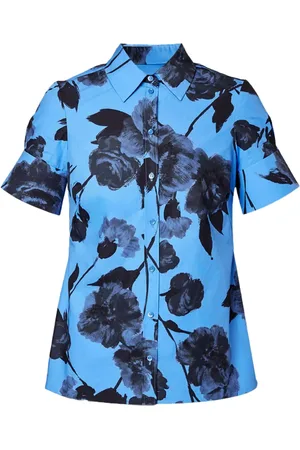 Erdem Popeline blouse met bloemenprint en flared mouwen