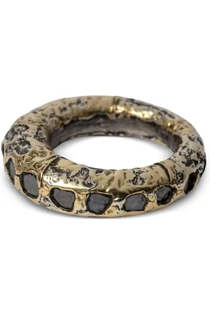 PARTS OF FOUR Spacer Fuse Mega Pavé zwarte sterling zilveren ring met diamant