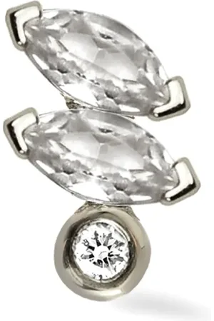 Lark & Berry 14kt witgouden Veto oorbel met diamant en saffier