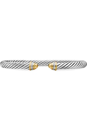 David Yurman 18kt geelgouden en sterling zilveren Classic Cable armband met diamant (5mm)
