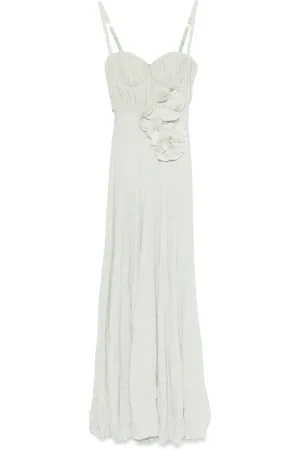 Elisabetta Franchi Lurex avondjurk met geborduurde bloemen