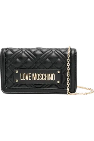 Moschino Clutch met logoplakkaat