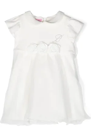 MISS BLUMARINE Jurk met bloemapplicatie en logo van stras