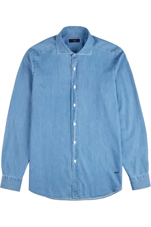 FAY Chambray overhemd met geborduurd logo