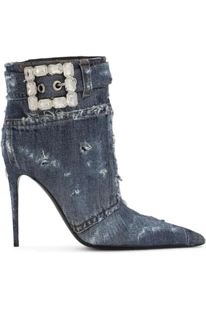 Dolce & Gabbana Verfraaide enkellaarzen met denim patchwork