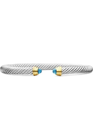 David Yurman 14kt geelgouden en sterling zilveren Cable Classics armband (5mm)