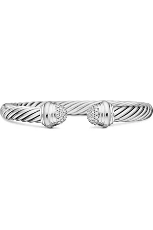 David Yurman Zilveren Classic Cable armband met diamant (7mm)