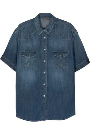 LORENA ANTONIAZZI Denim overhemd met korte mouwen