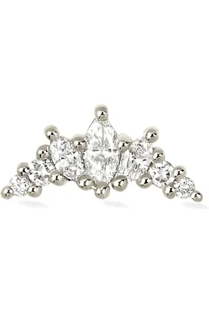 Lark & Berry 14kt witgouden Majestic Crescent oorbel met diamant