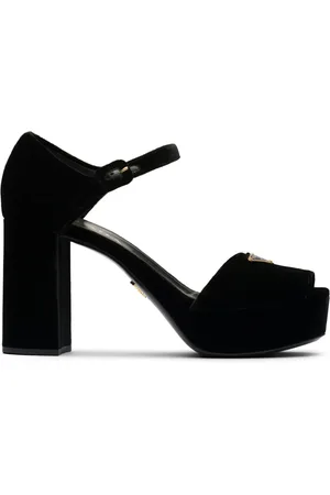 Prada 95 mm Plateau fluwelen sandalen met plateauzool